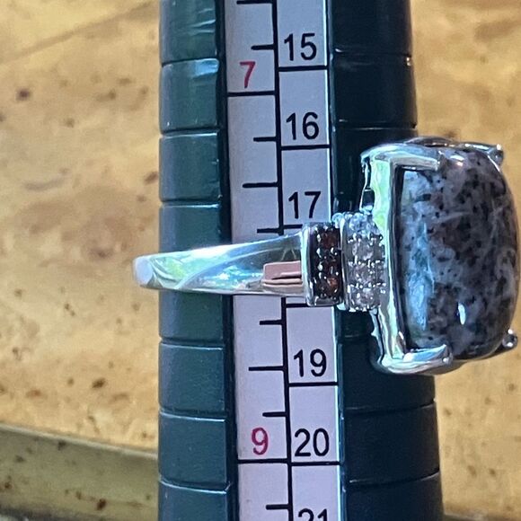 Natural Yooperlite Red Garnet Sterling Silver Ring Size 8 - Picture 8 of 10